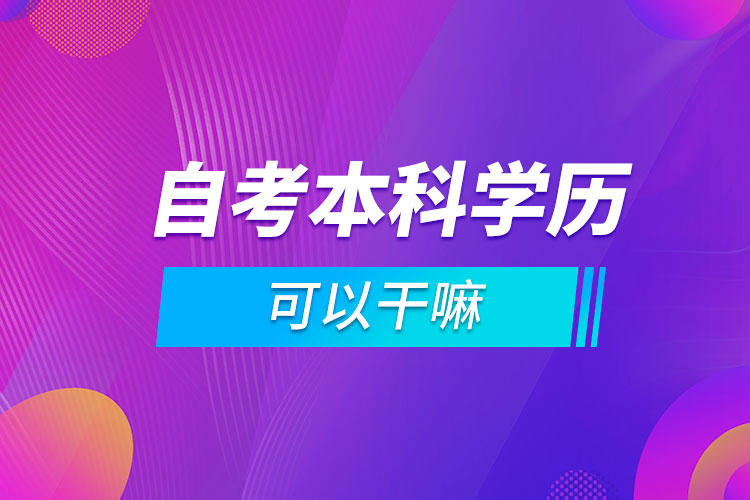 自考本科学历可以干嘛