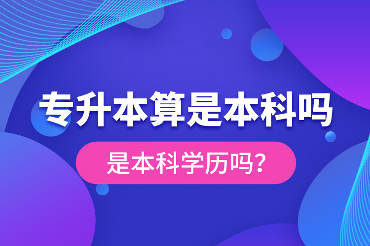 专升本算是本科吗？是本科学历吗？