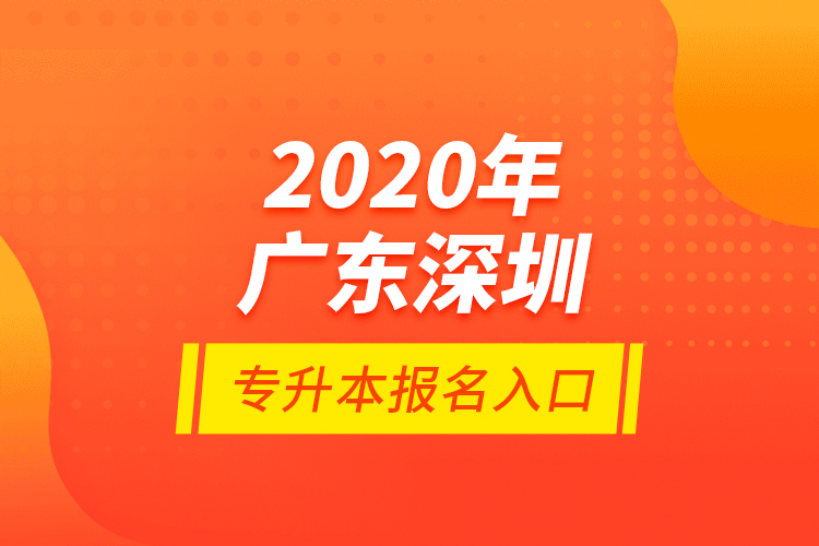 2020年广东深圳专升本报名入口